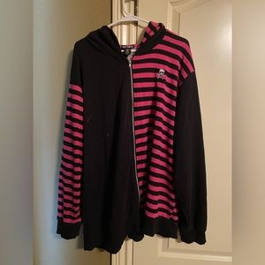 Hot Topic Women’s zip-up black and pink jacket with skull size 4